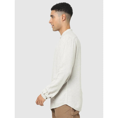 Off White Solid Blended Shirt