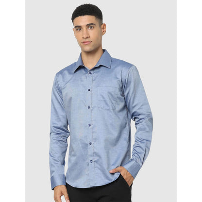 Blue Solid Cotton Shirt