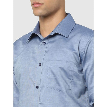 Blue Solid Cotton Shirt