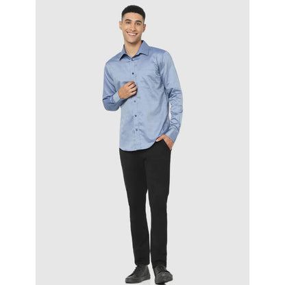 Blue Solid Cotton Shirt