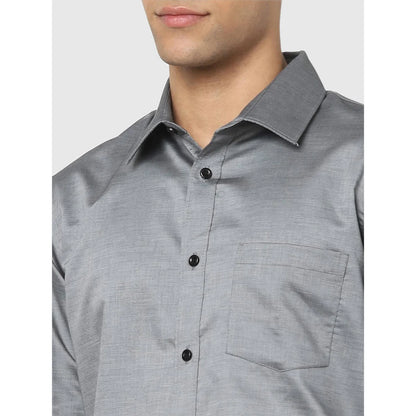 Grey Solid Cotton Shirt