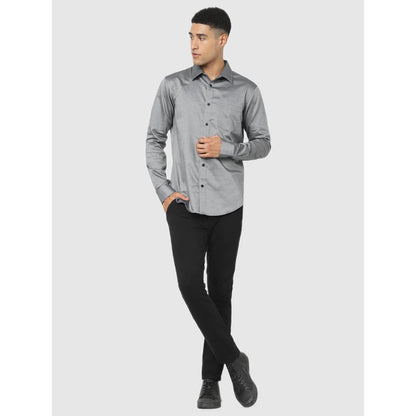 Grey Solid Cotton Shirt