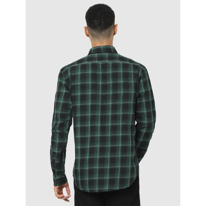 Celio* Checked Regular Fit Cotton Green Shirt
