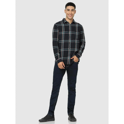 Celio* Checked Regular Fit Cotton Black Shirt