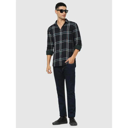 Celio* Checked Regular Fit Cotton Black Shirt