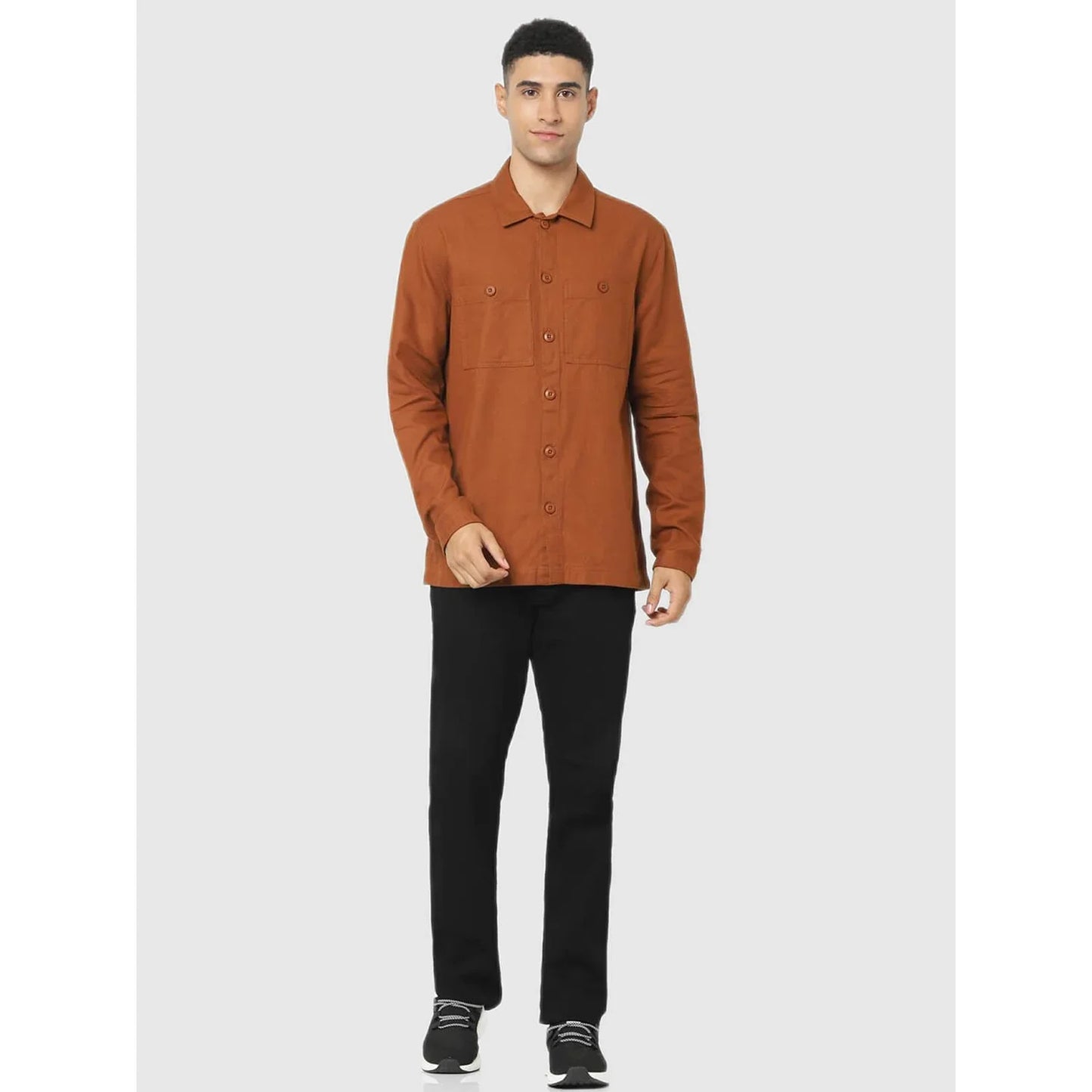 Rust Solid Cotton Shirt