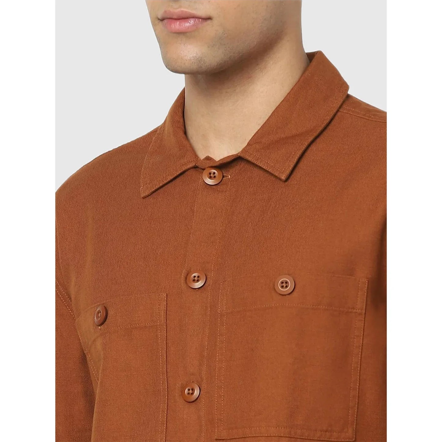 Rust Solid Cotton Shirt