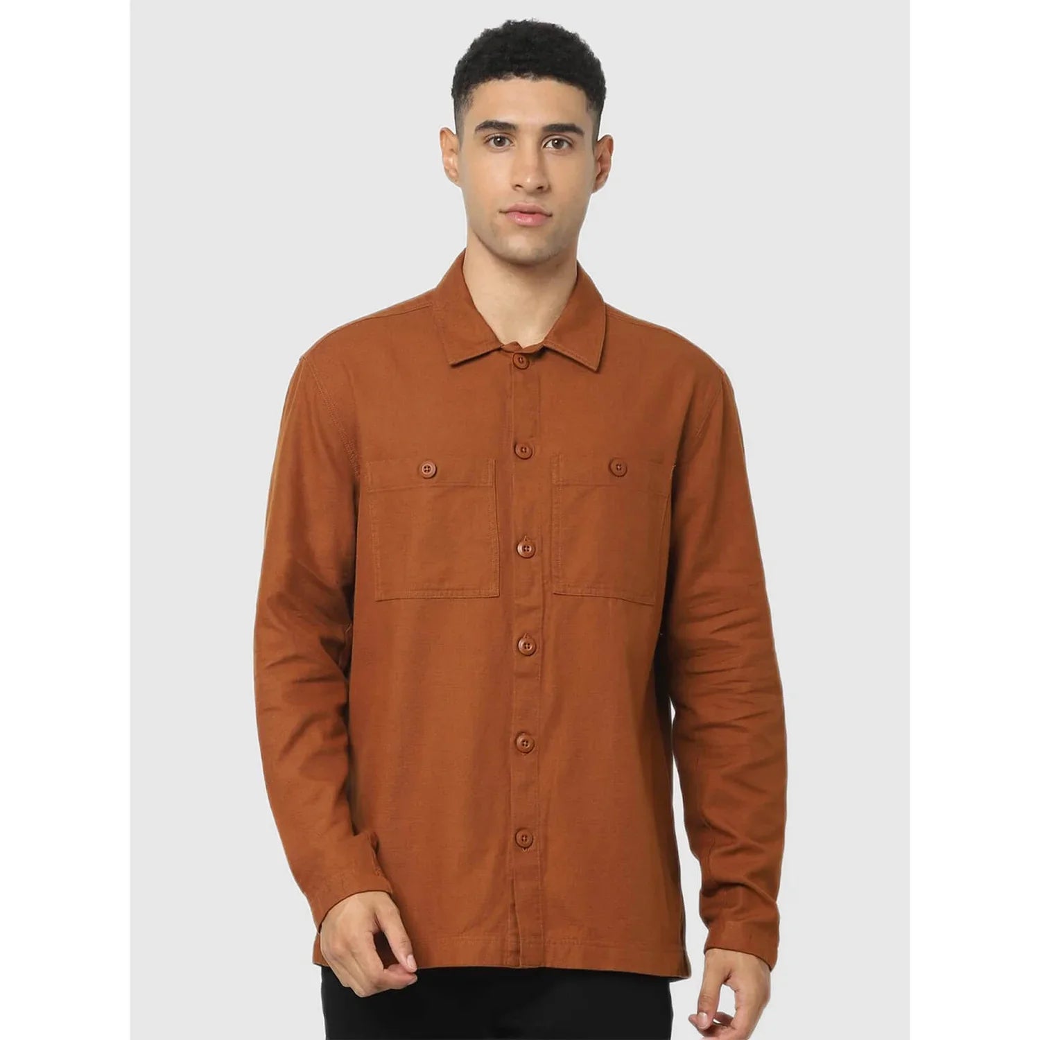 Rust Solid Cotton Shirt