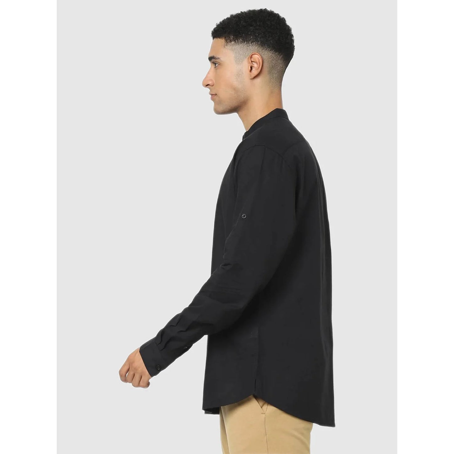 Celio* Solid Regular Fit Cotton Black Shirt