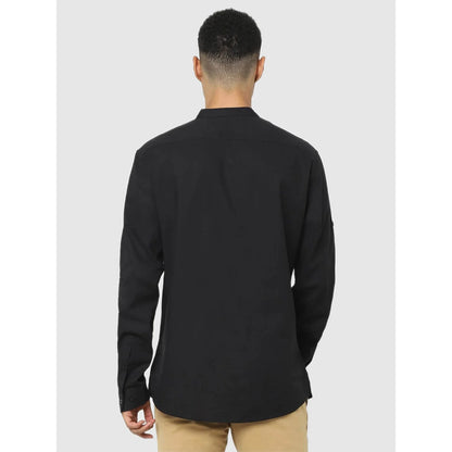Celio* Solid Regular Fit Cotton Black Shirt