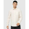 Celio* Solid Regular Fit Linen Cream Shirt