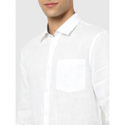 White Solid Linen Shirt