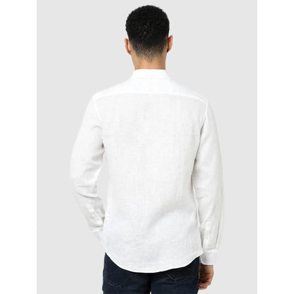 White Solid Linen Shirt