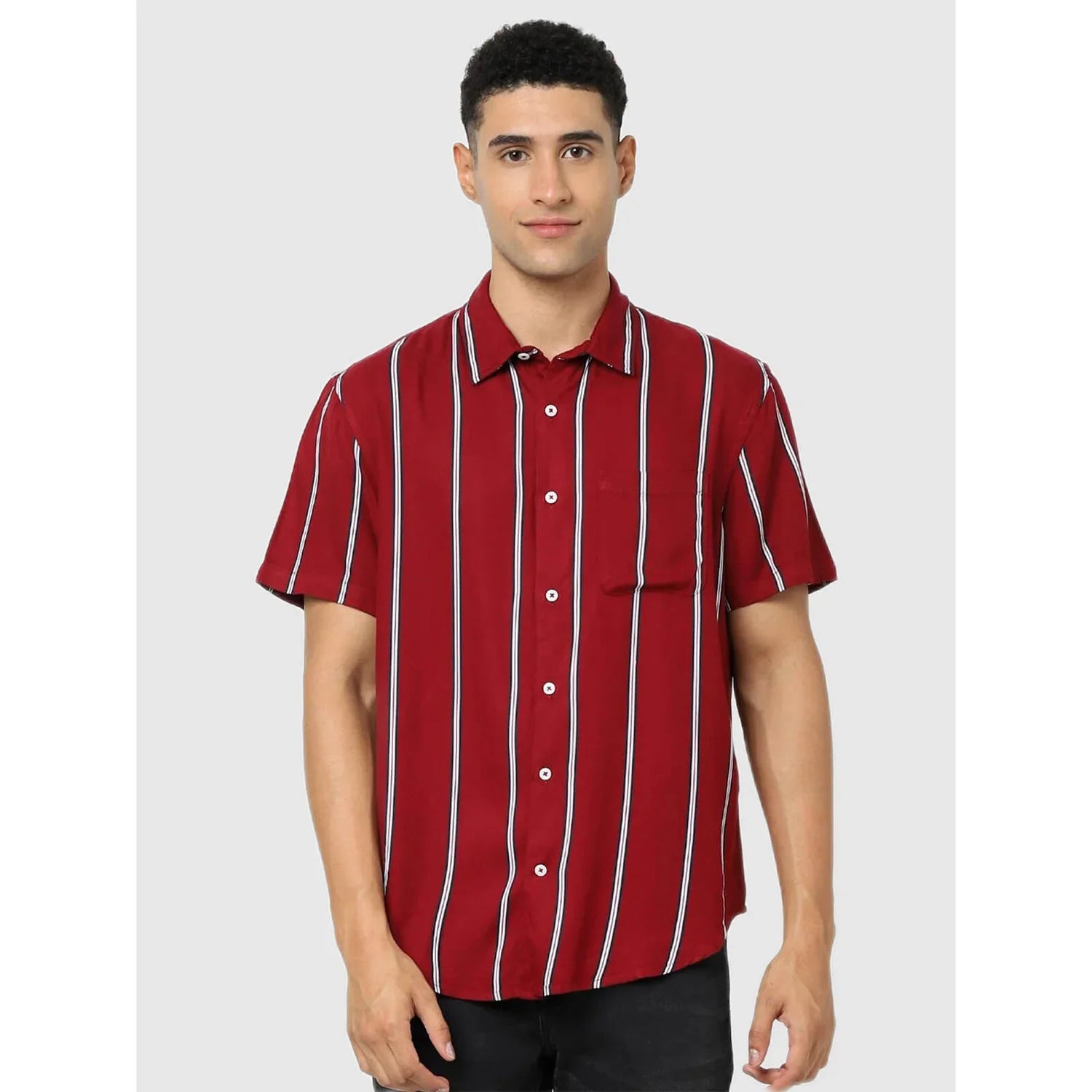 Red Striped Cotton Shirt