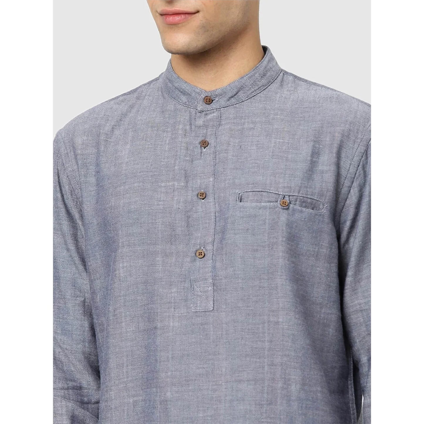 Grey Solid Cotton Shirt