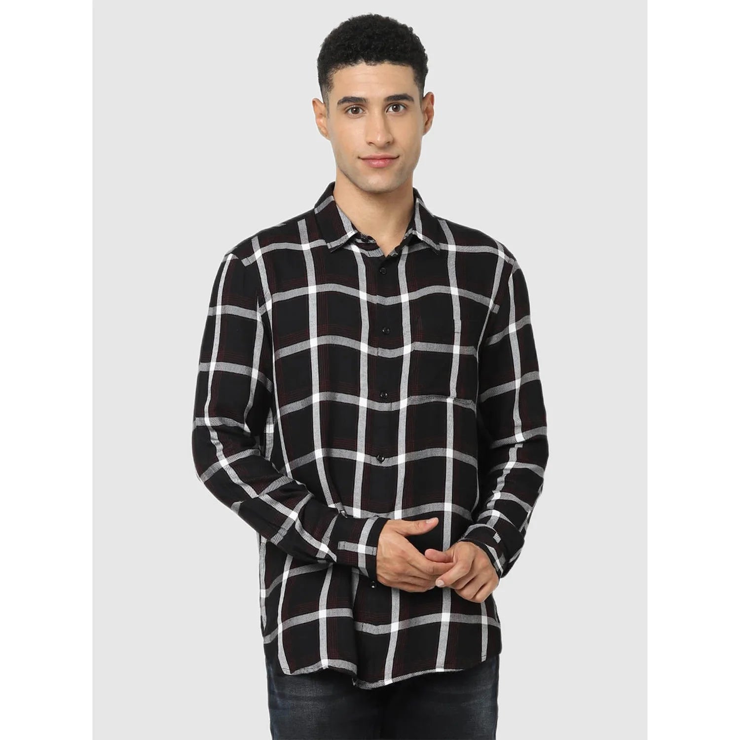 Black Checks Viscose Shirt