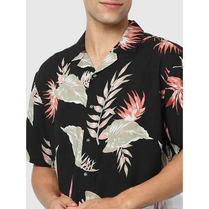 Black Tropical Printed Viscose Shirt