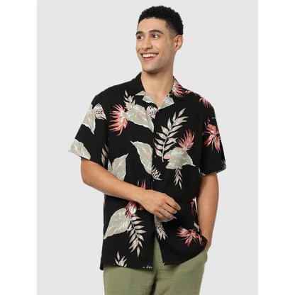 Black Tropical Printed Viscose Shirt