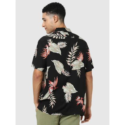 Black Tropical Printed Viscose Shirt