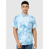 Celio* Tie Dye Regular Fit Viscose Blue Shirt