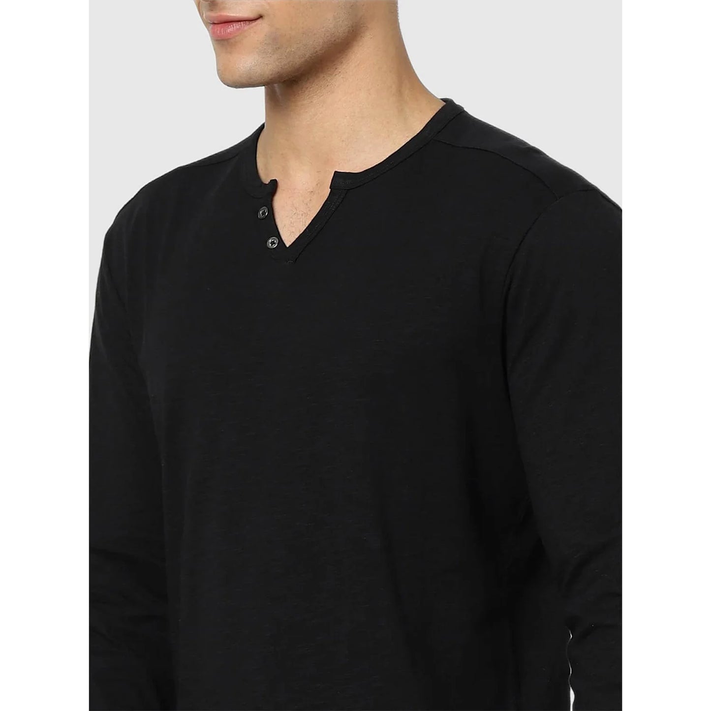 Black Solid Cotton T-shirt