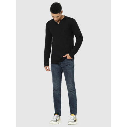 Black Solid Cotton T-shirt