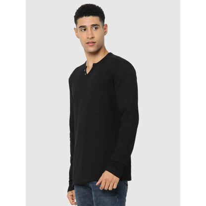 Black Solid Cotton T-shirt