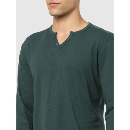 Green Solid Cotton T-shirt