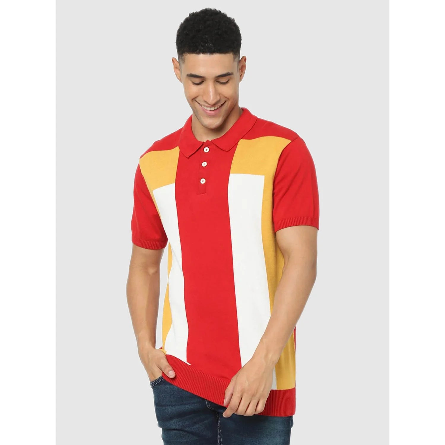 Multi Colourblock Cotton Polo