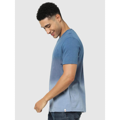 Blue Solid Cotton T-shirt