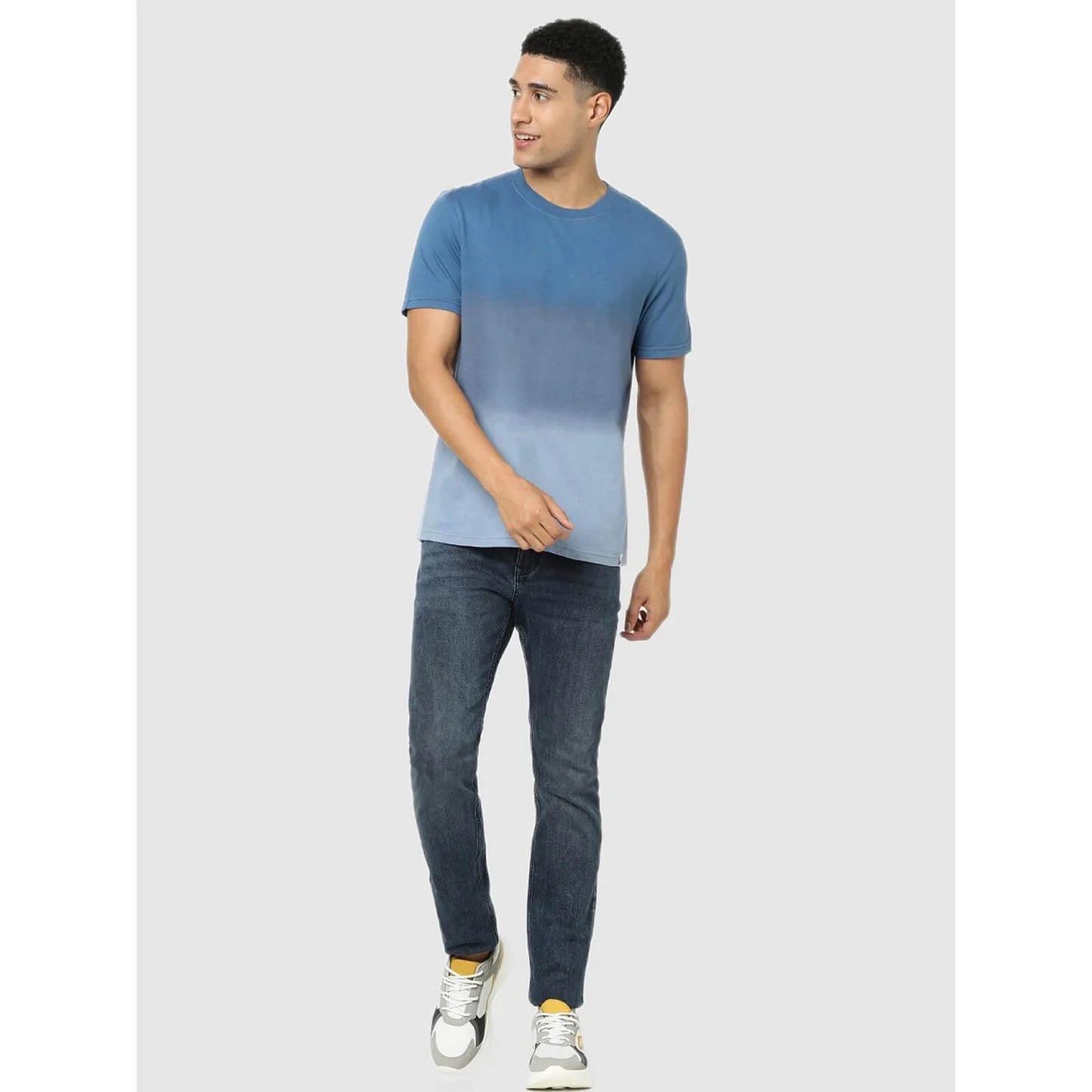 Blue Solid Cotton T-shirt