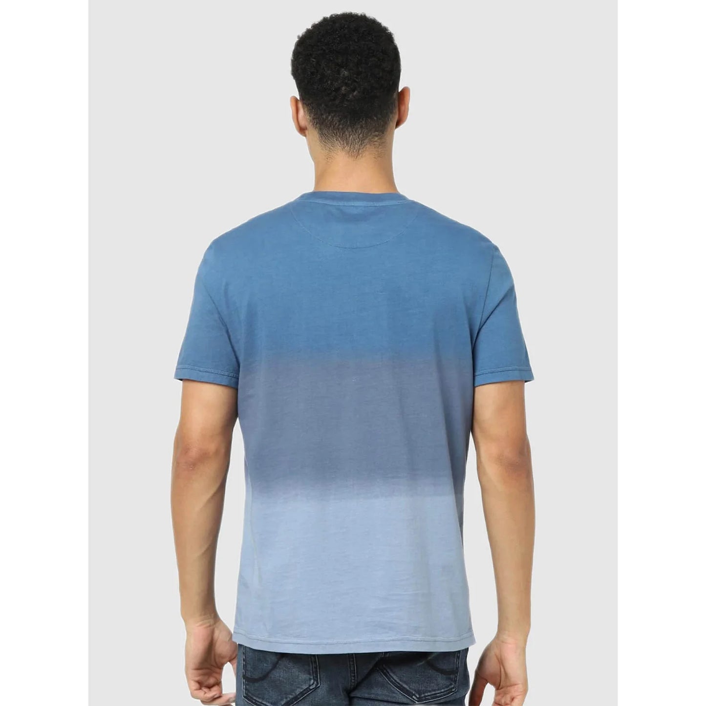 Blue Solid Cotton T-shirt