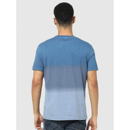 Blue Solid Cotton T-shirt