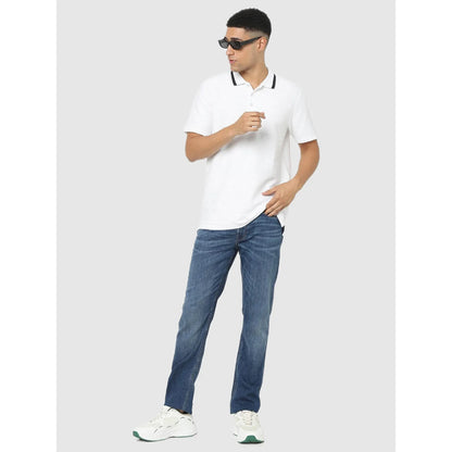 White Solid Cotton Polo