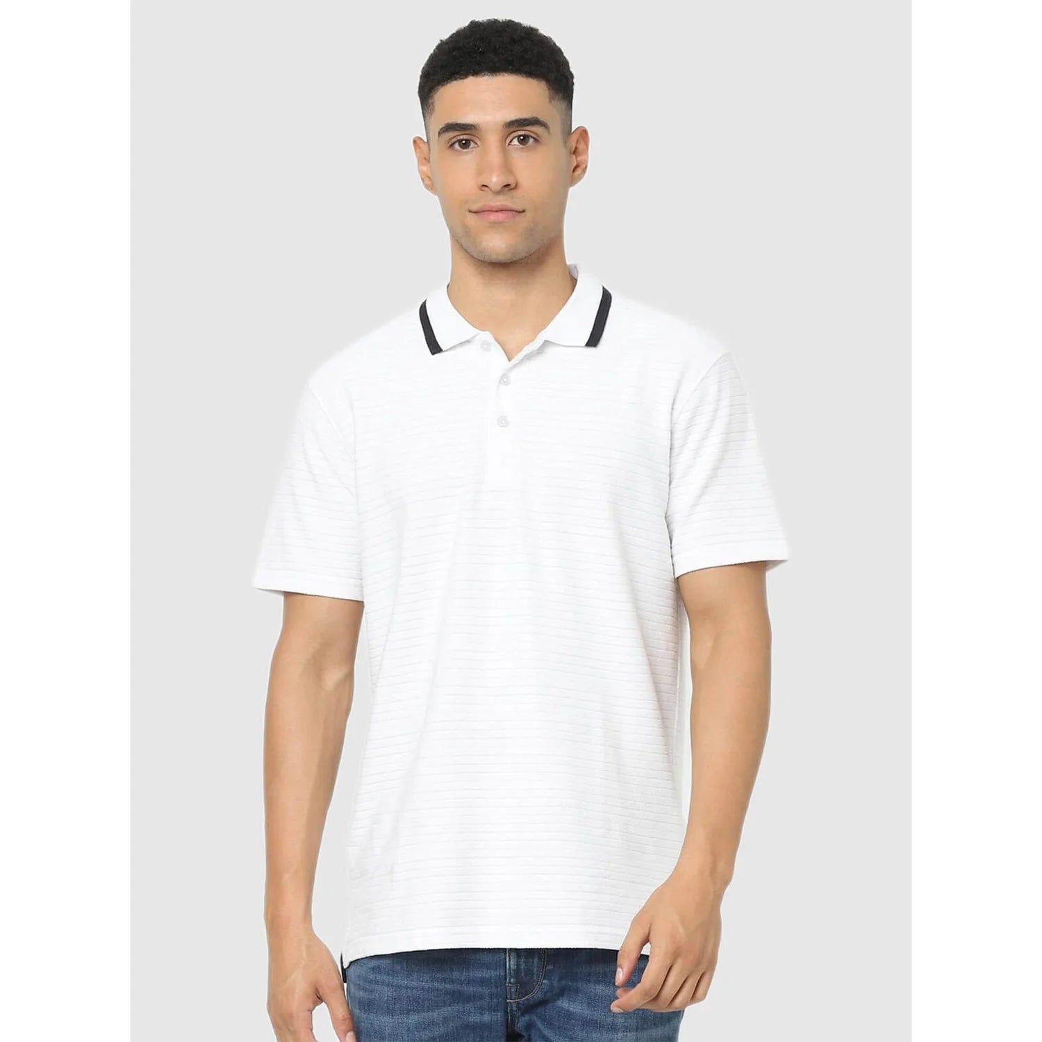 White Solid Cotton Polo