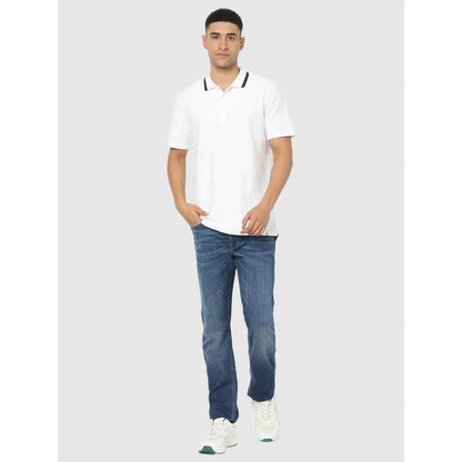 White Solid Cotton Polo