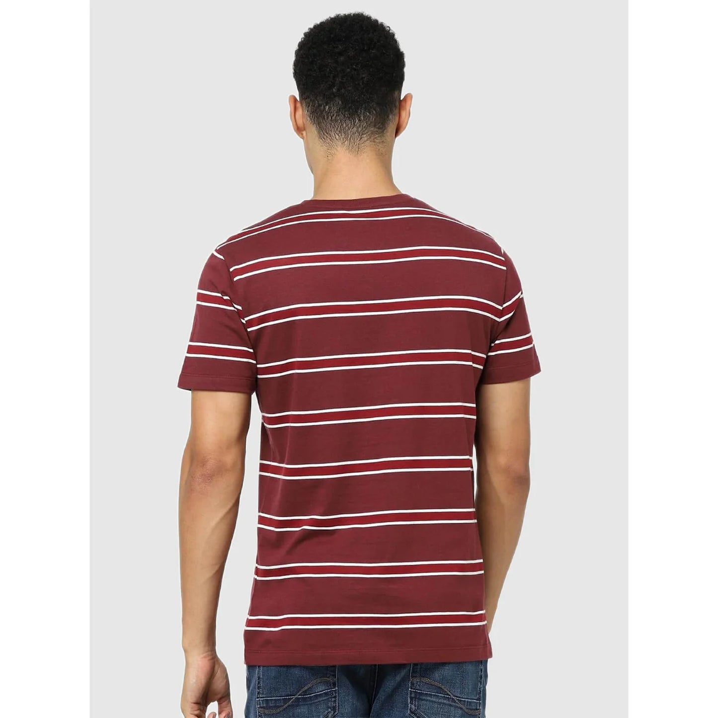 Maroon Striped Cotton T-shirt