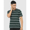 Celio* Striped Regular Fit Cotton Green T-Shirt