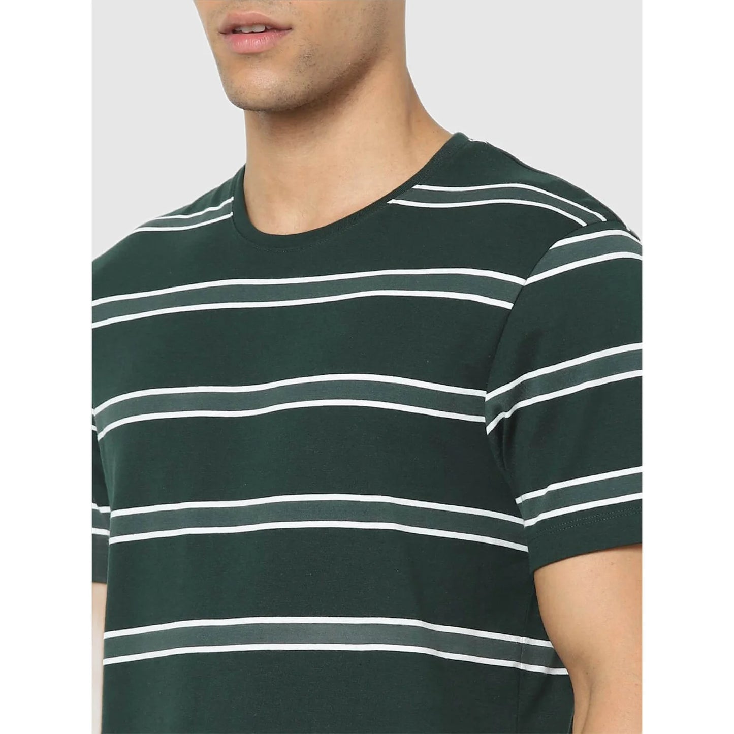 Green Striped Cotton T-shirt