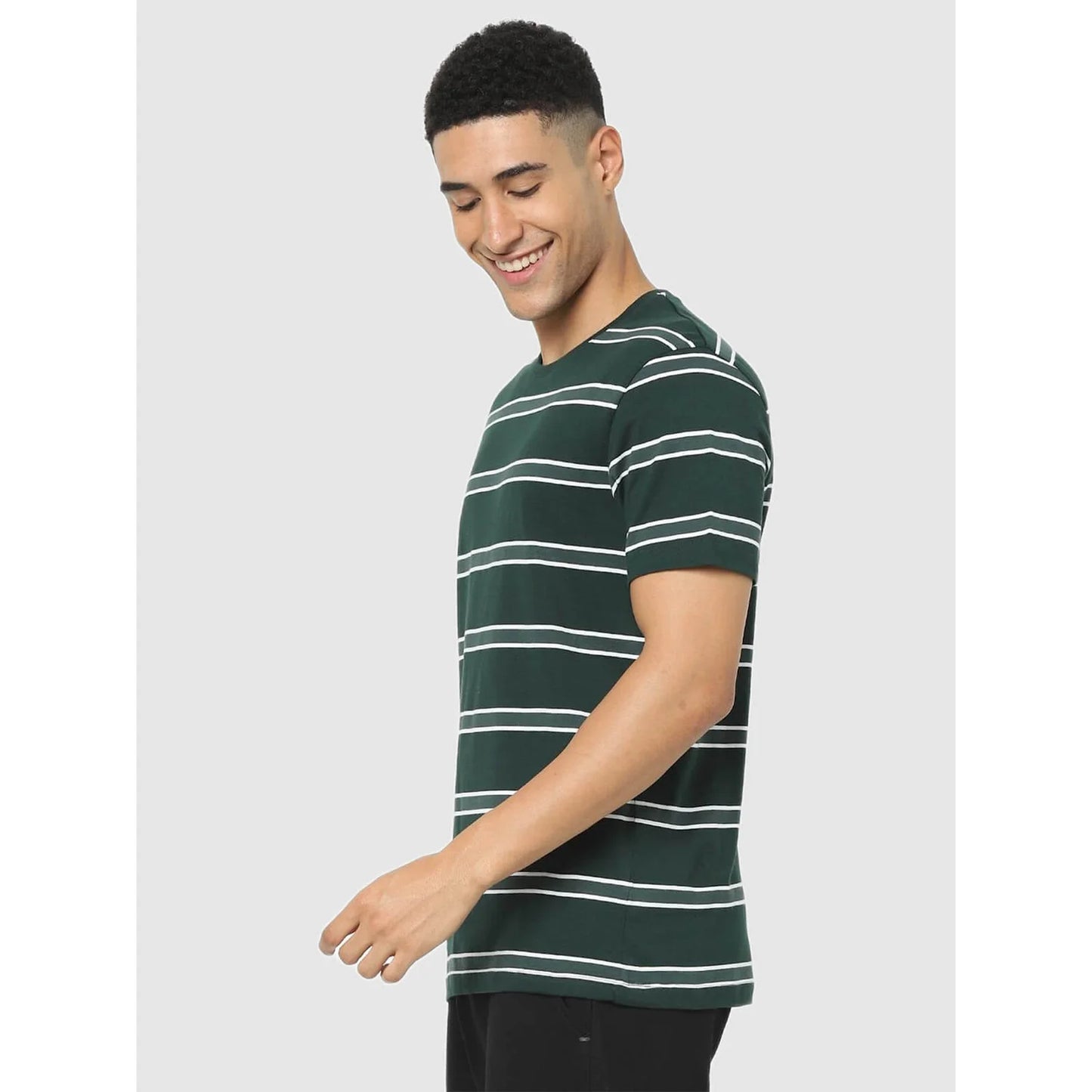 Green Striped Cotton T-shirt