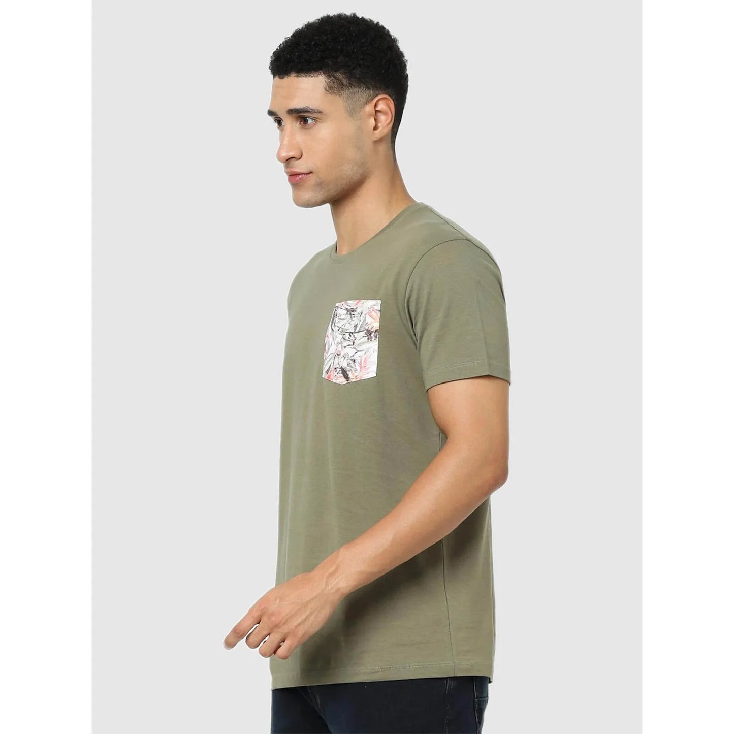 Green Solid Cotton T-shirt