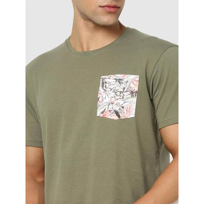 Green Solid Cotton T-shirt