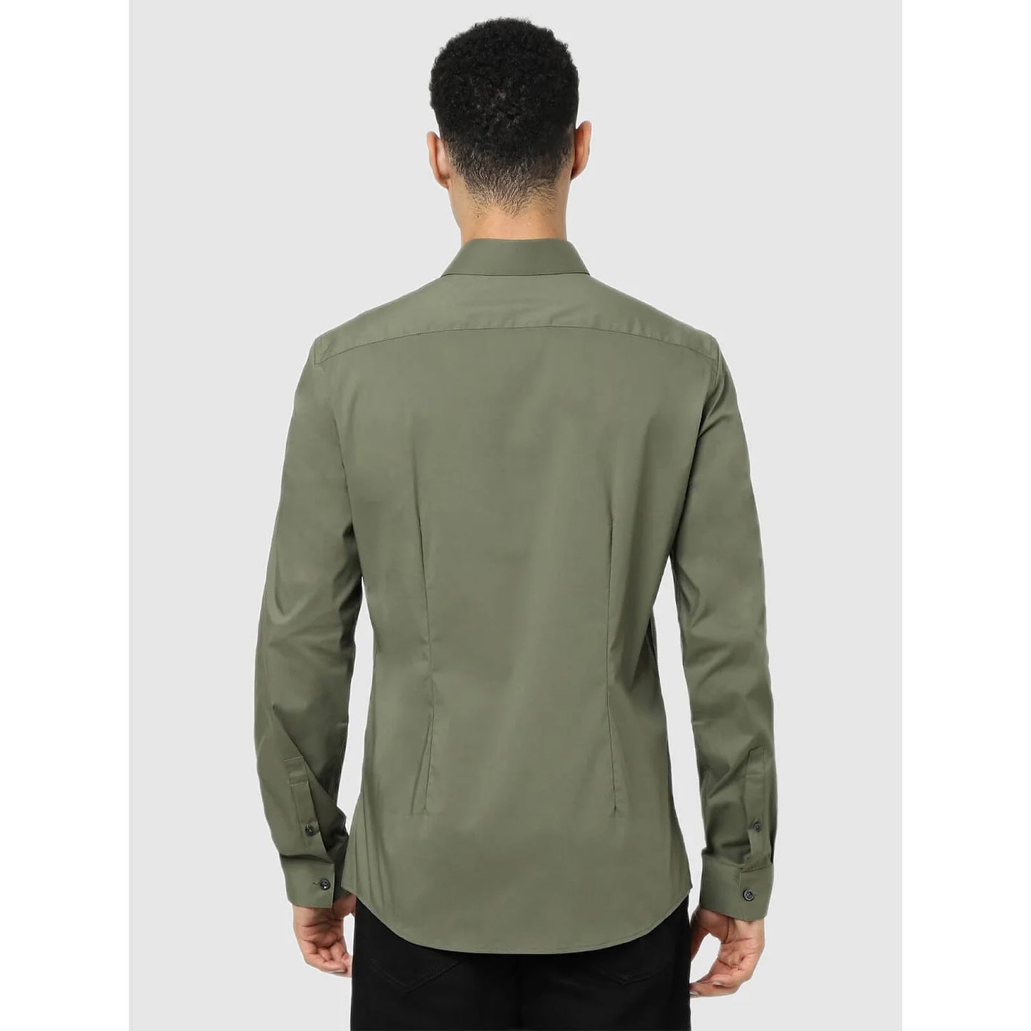 Celio* Solid Regular Fit Cotton-Blend Green Shirt