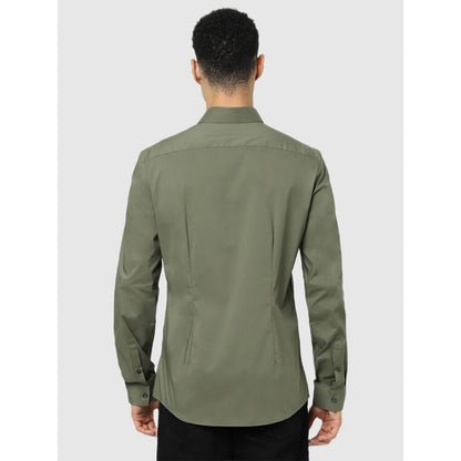 Celio* Solid Regular Fit Cotton-Blend Green Shirt