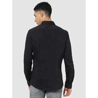 Black Solid Cotton Blend Shirt