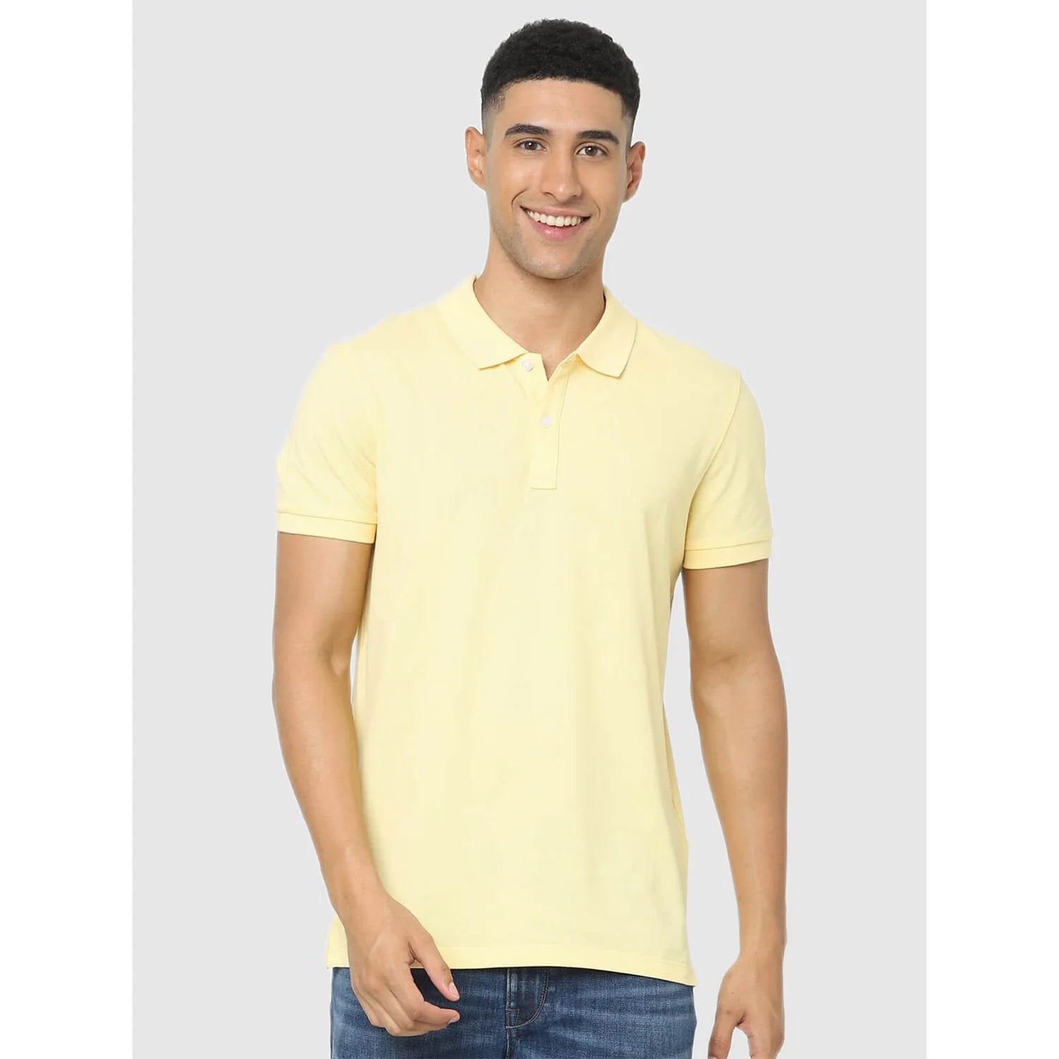 Yellow Solid Cotton Polo