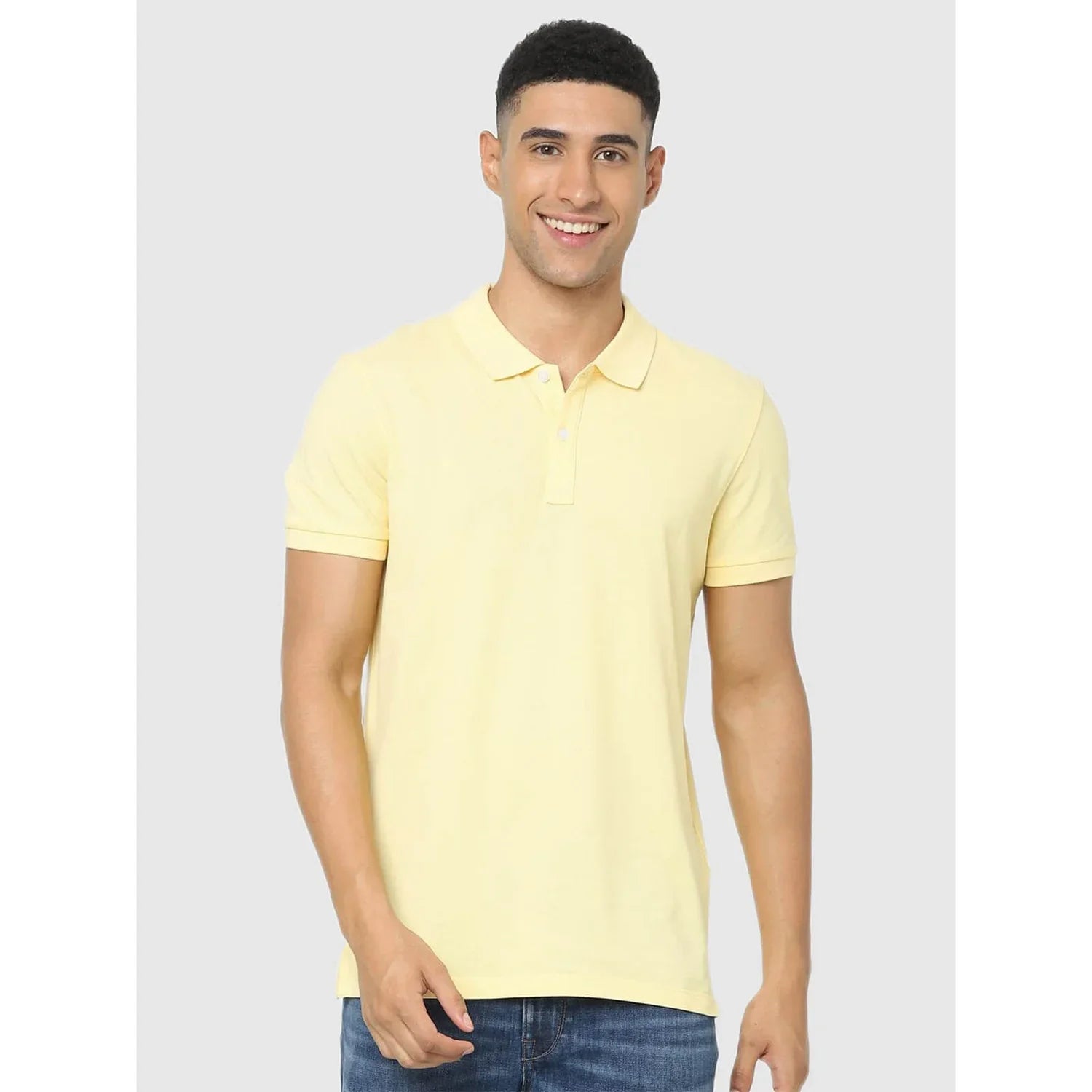 Yellow Solid Cotton T-Shirt