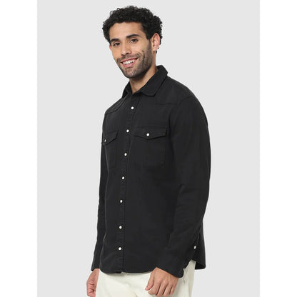 Black Solid Cotton Shirt