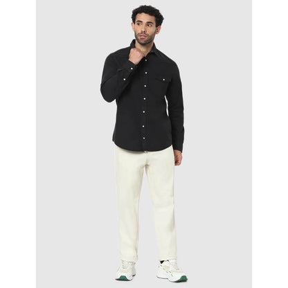 Black Solid Cotton Shirt