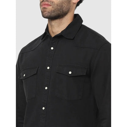 Black Solid Cotton Shirt